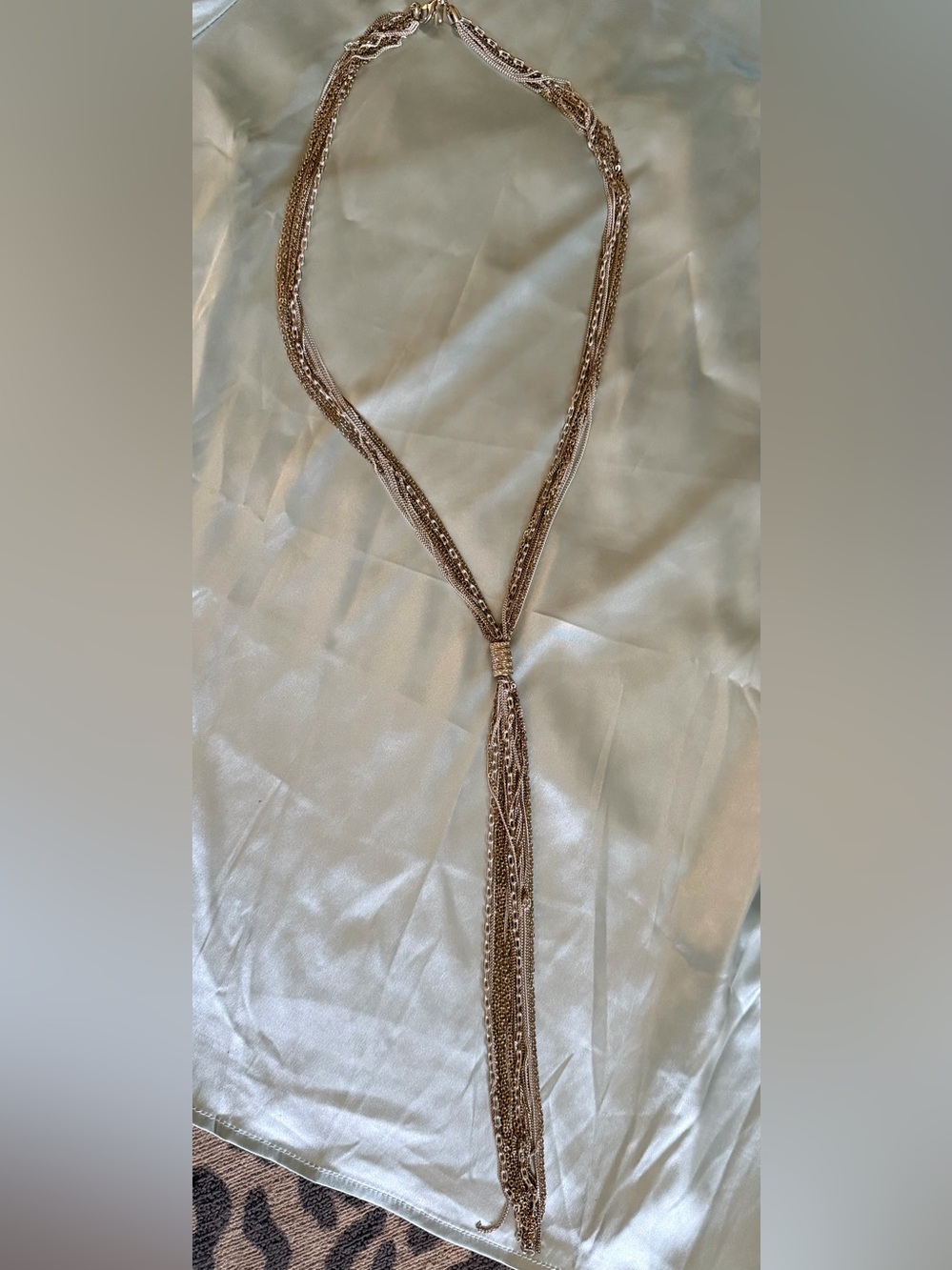 WHBM Multi-Strand Gold-Tone Tassel Y Necklace